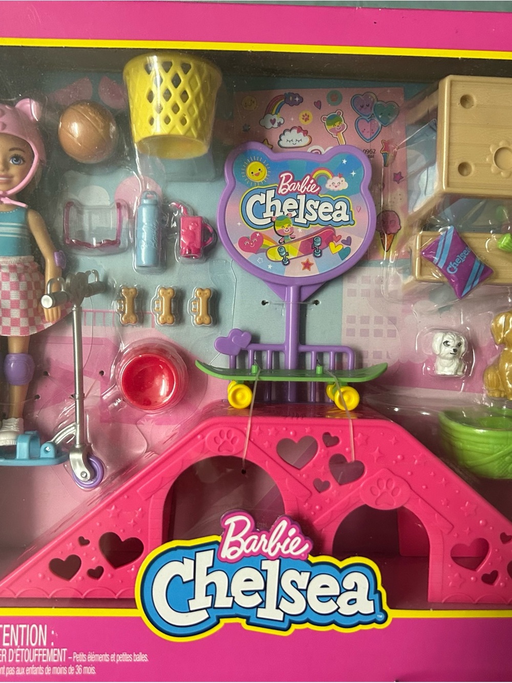 Barbie Chelsea Playset with Pink, Purple, Yellow & Green Accessories